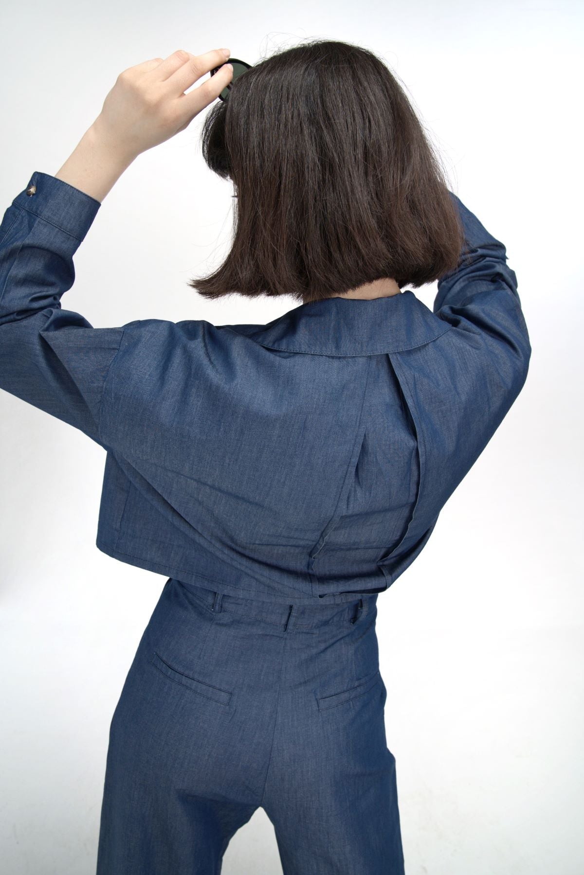 Denim Çift Pileli Pantolon