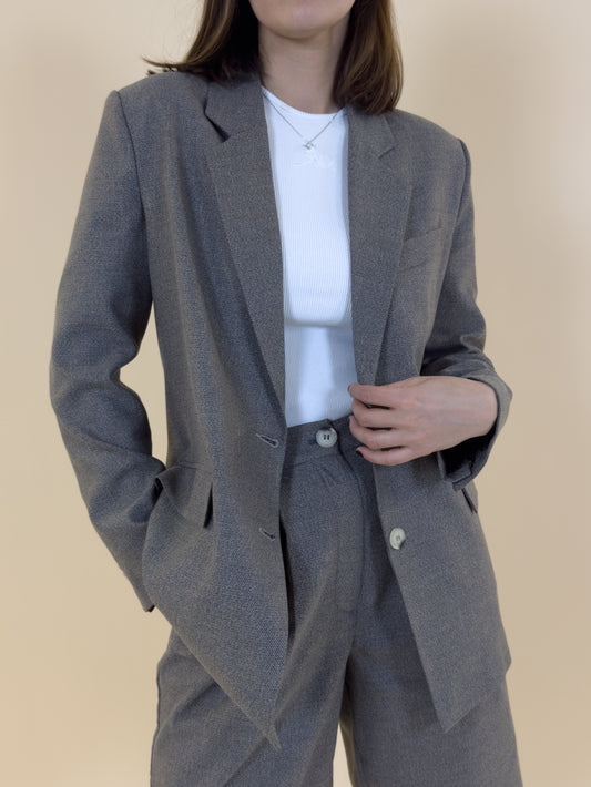 Vizon Rengi Dokulu Blazer Ceket