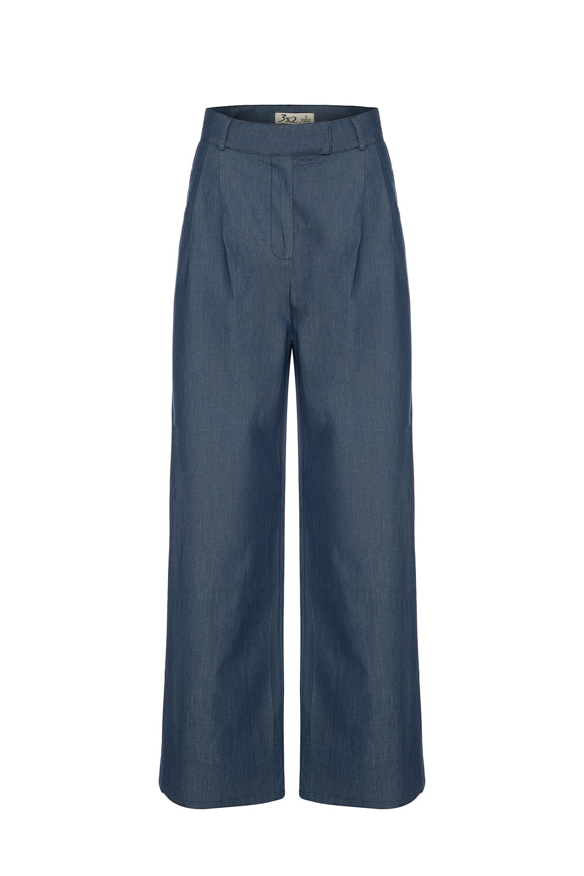 Denim Çift Pileli Pantolon