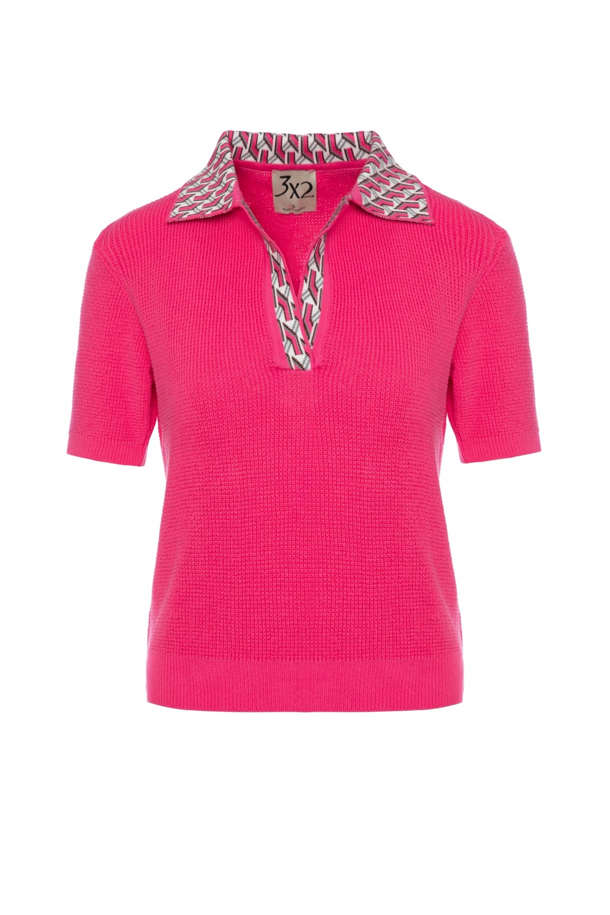 Polo Yaka Retro Kısa Kollu Kazak