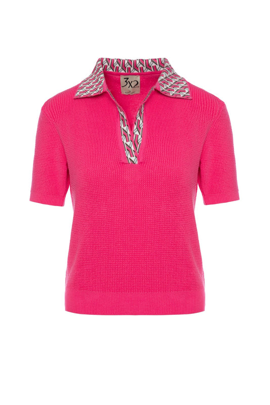 Polo Yaka Retro Kısa Kollu Kazak