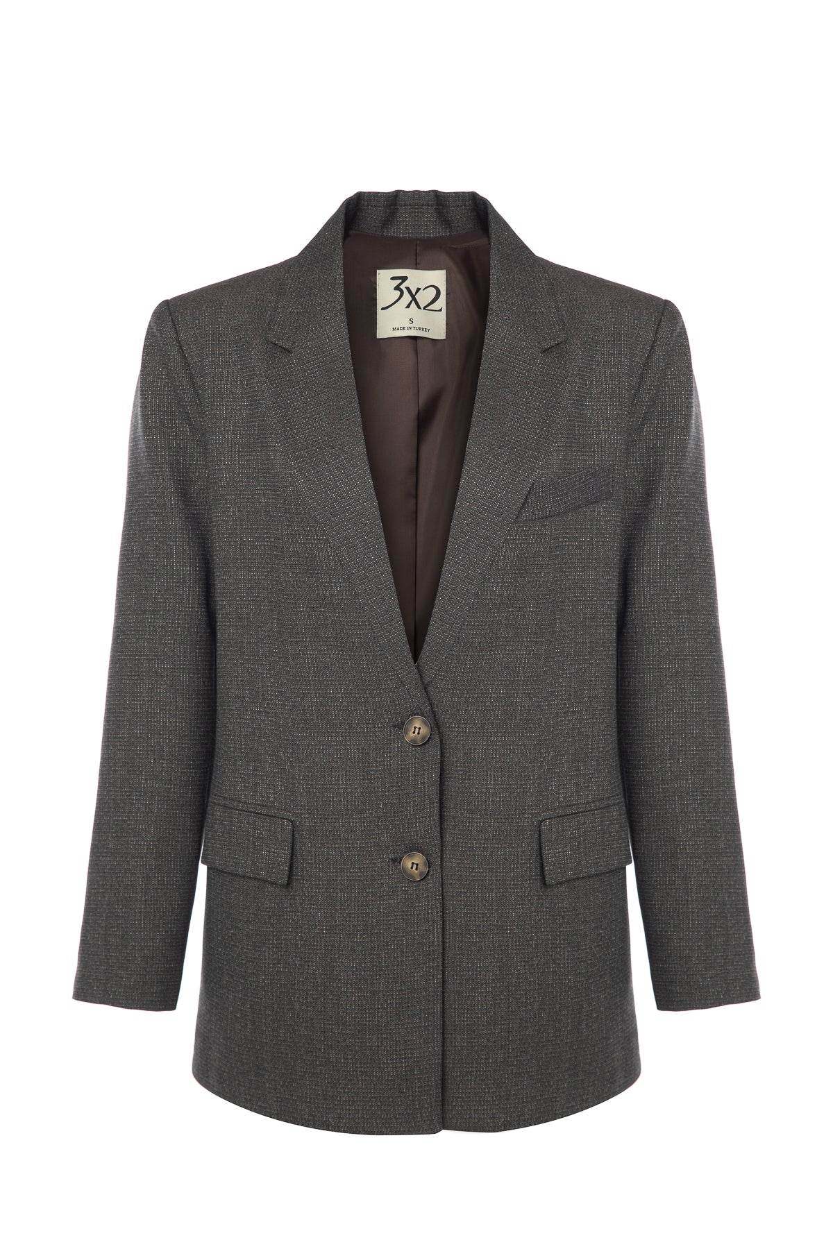 Kahverengi Dokulu Blazer Ceket