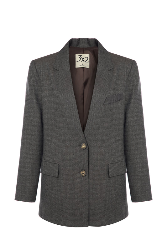 Kahverengi Dokulu Blazer Ceket