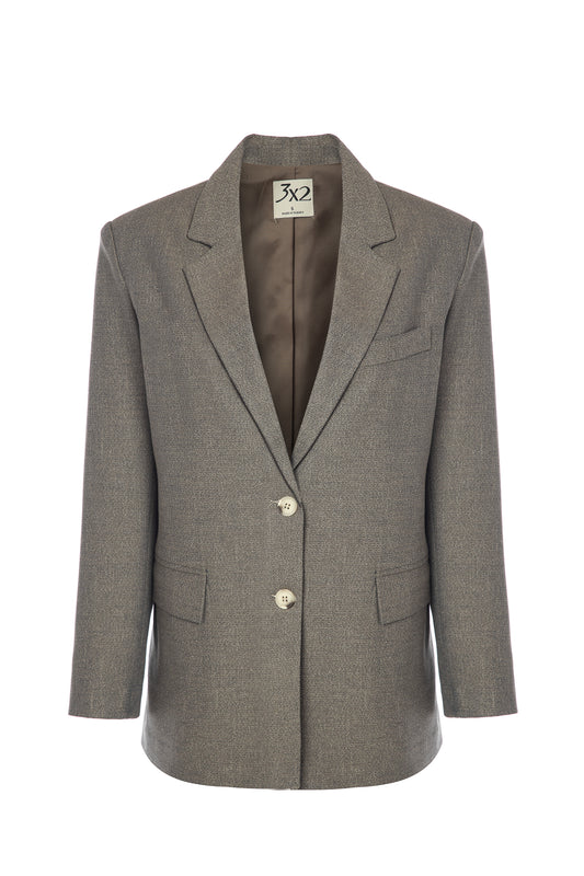 Vizon Rengi Dokulu Blazer Ceket