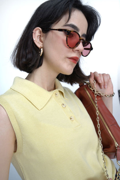 Sleeveless Polo Neck Sweater