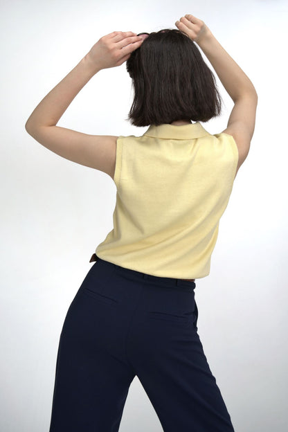 Sleeveless Polo Neck Sweater