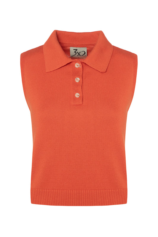 Sleeveless Polo Neck Sweater