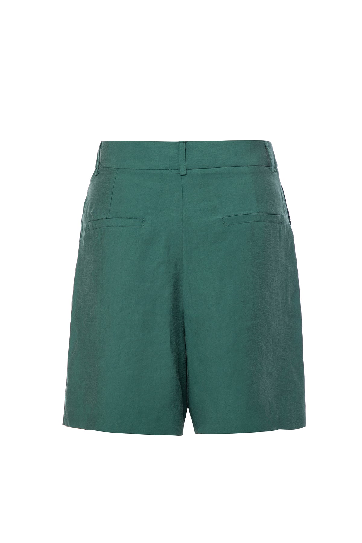 High Waist Pleated Green Shorts